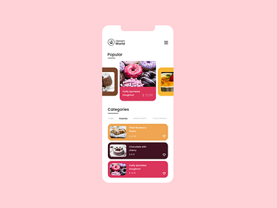 Interface for Dessert app