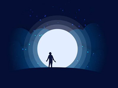 Moonlit sillhouette illustration vector