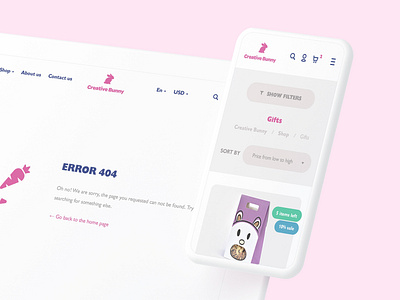 Mobile catalog page / Error 404 / Creative Bunny website