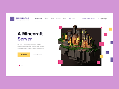 Design for Minemen Club / minemen.club clubs for player game games illustration migration minecraft minemen play players server ui web webdesign website