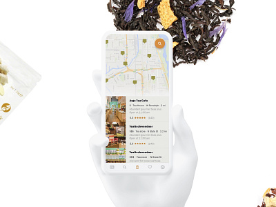 Places on the map. Mobile app for Adagio Teas android app design ecommerce app finder ios ios app design map minimal mobile app mobile design mobile ui shop store tea typography ui uidesign