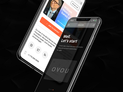 OVOU Card. Mobile design addtocontact basovdesign business card flat minimal mobile version ovou responsive ui ui design uiux webdesign website