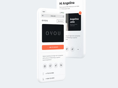 Profile pages for OVOU Smart Business Card