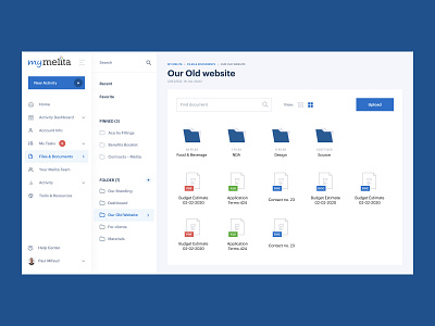 MyMelita. Dashboard / Files and documents dashboard dashboard ui design document documents file flat force minimal mymelita mymelita responsive salesforce ui upload web webdesign website