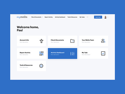 Dashboard for MyMelita. SaaS