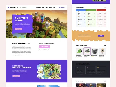 Landing page for Minecraft Server / minemen.club club game gamers landing landing page design leaderboards london minecraft minimal play player responsive server staff top ui web website