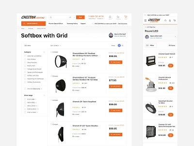 Category page. Cheetah Lighting Website basovdesign category page cheetah ecommerce electrical magento2 minimal orange responsive responsive design responsive layout responsive website shop softbox stand store ui web website