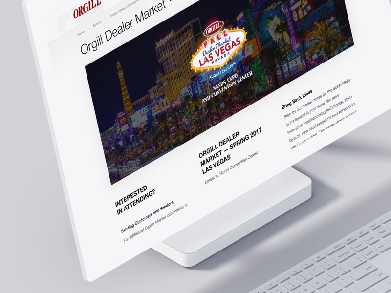 Orgill Dealer Market. Events branding dealer dealership distribution events hardlines minimal responsive retail retailer services shop shopping store ui web webdesign website world