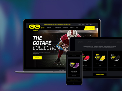 Gotape Shop black elastic sports tape gotape landing macbook shop sport tape ui ux website