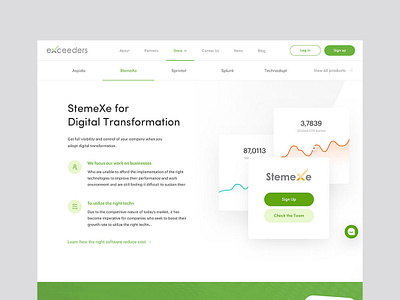 Landing page for Exceeders Store. Landing design branding design digital exceeders green illustration landing design landing page design landingpage minimal responsive saas saas design store typography ui web webdesign website white