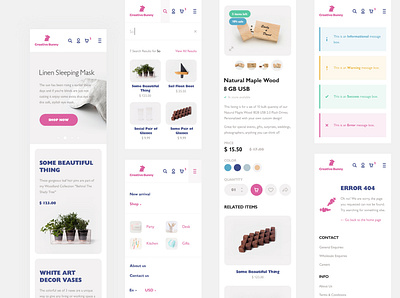 Mobile version for Creative Bunny website air ambiance basov basovdesign branding bunny creative design light minimal mobile mobile app pink responsive shop store web design webdesign white