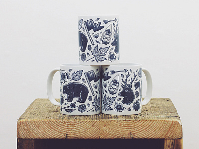 Wilderness Mugs ceramics creative design illustration mug