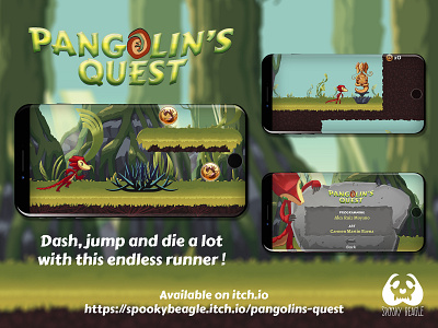 Pangoli's Quest animation app design endless runner illustration indie dev logo ui vector video game art