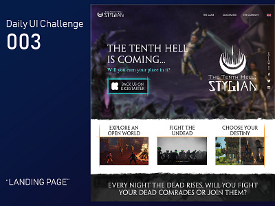 Daily UI 003 - Landing Page dailyui design illustration landing page logo rpg typography ui ui ux ui ux design videogames web design website