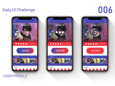Daily UI 006 - User Profile android app design app bayonetta dailyui design heroes interface nintendo ui user user profile ux
