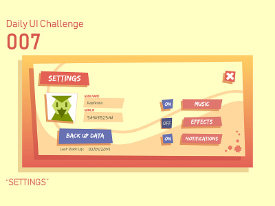 Daily UI Challenge 007 - Settings dailyui design mobile game settings ui