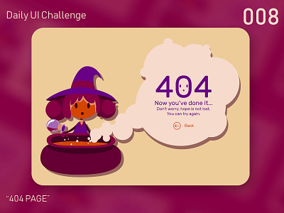 Daily UI Challenge 008 - 404 Page 404 page android app design dailyui design error illustration ui vector witch