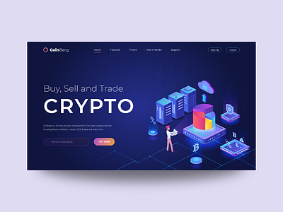 Cryptocurrency platform UI design bitcoin blockchain cloud crypto exchange cryptocurrency design hero image heroheader homepage illustration landing logo navigation software tech typography uidesign ux web website