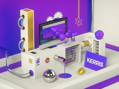 Kerris Scene 3d 3d illustration cinema 4d gradient octane render purple