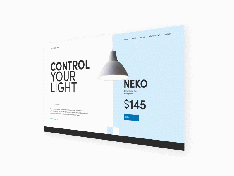 Stylight Lamps Concept animation lamp light minimalistic product shop ui website concept
