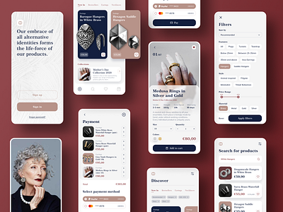 Jewelry mobile app aplication app app design app designer e commerce ecommerce figma interaction interaction design ios ix design jewelry jewelry app lineicons minimal app mobile mobile app modern store ui design