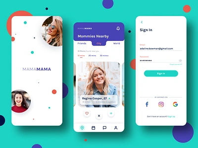 Moms connecting app aplication app app design conect design digital dribbble figma interaction mama mama conect mama social app minimal app mobile mobile app mom social app social media social network ui