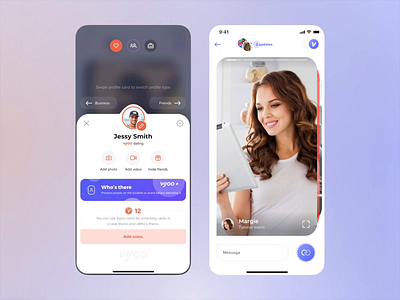 Social Community App - Vyoo app business cards clean community dating friends network profile social