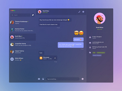 Messenger app app clean emoji glassmorphism macos message messenger ui ux