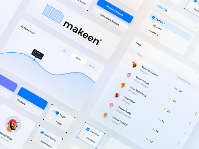 Makeen Design System app brand buttons checkbox clean colors components design design system dropdown grid icons profile radio button style guide table typography ui ux web app