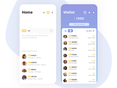 iPpreciate - Tips app app finance interface mobile payment search tip ui ux wallet