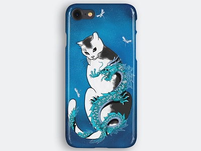 Case design art blue case cat character cover design dragon dragons drawing graphic design illustration iphone photoshop