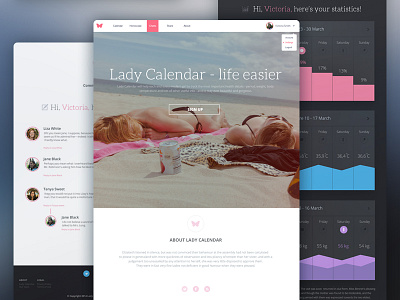 Lady Calendar android dashboard flat icon inrerface ios studio ui ux web webdesign
