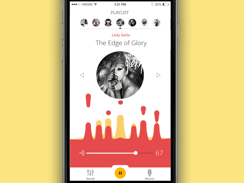 Juicy Player animation appdesign audioplayer flat gif icon interface ios iphone6 motion ui ux
