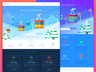 Ski Resorts Landing design flat graphicdesign icons illustration landing service ui userinterface ux vector webdesign