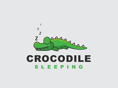 Crocodile Sleeping Logo animal branding crocodile crocodile sleeping logo design illustration logo logos logotype simple logo sleeping vector