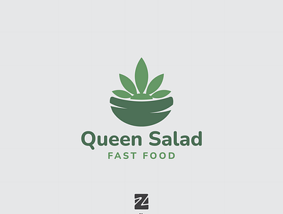 Queen Salad Fast Food branding design herbs leaf logo logos logotype natural queen queen salad fast food salad simple logo templates vector