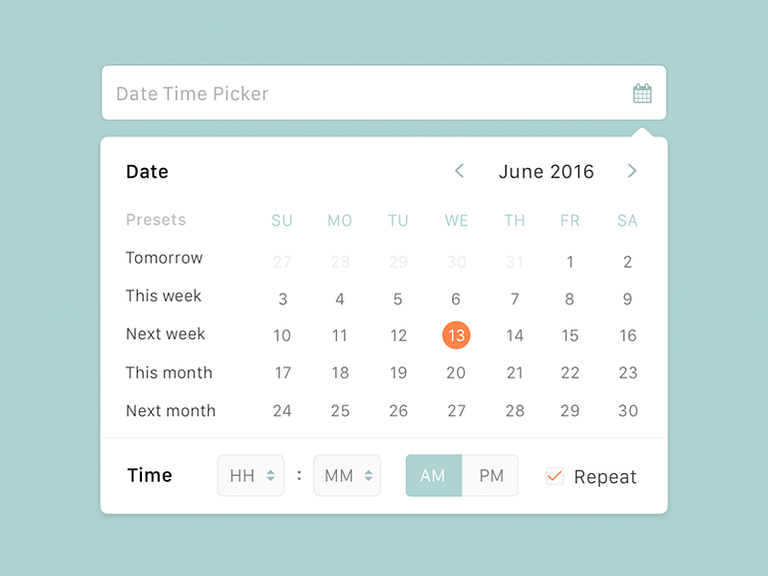 Date Time Picker UI by Younes Hadry on Dribbble