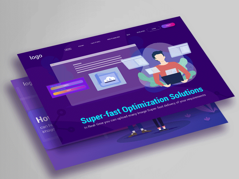 Website for Image Optimization banner charu jain concept design illustration purple ui visual design website