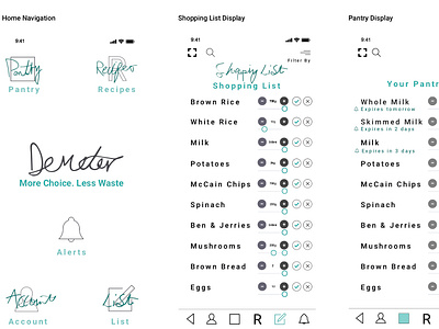 Demeter Screens app screens ui ux