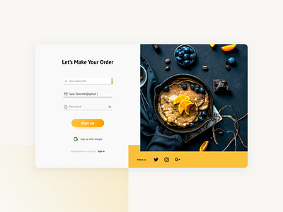 Registration Page account authorization colorful dribbble food and drink form form input field home page design input invitation invite landing page login minimal register sign in sign up ui web web app design