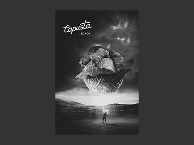 Poster for Capusta.Space branding cabbage collage design ufo