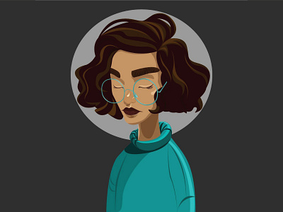 Girl character curly hair girl hair illustration vector waves