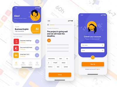 English Line - Language Learning App app design app designer illustrations ios language app learning app minimal mobile ui uidesign uiux ux