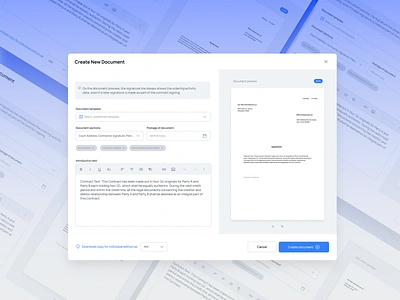 Doc-Preview Modal - UI - 1952-22 app design component design system doc preview document creator modal modals moder ui ui designer user experience user interface ux