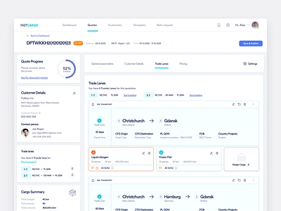 FASTCARGO - Quotation process app complex ui dashboard layout logistic panel quotation react ui ui design uiux user experience user interface ux ux design web app web design