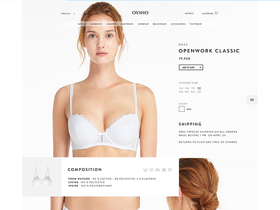 Oysho Product ecommerce fashion product site