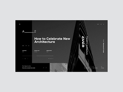 A ____2__3 architecture black landing page minimal typography ui