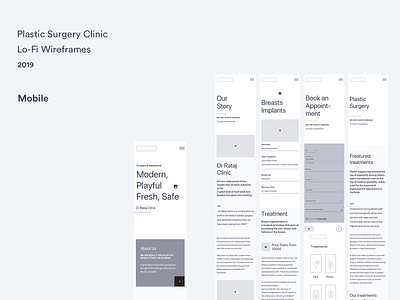 Lo-Fi Wireframes #2 - Plastic Surgery Clinic landing page lo fi minimal mobile design ux wireframe wireframe design