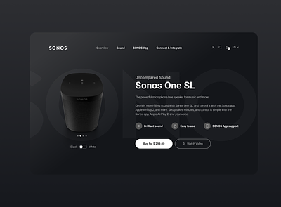 SONOS Web UI/UX Redesign - Dark Mode app audio dark mode product design sonos sound tech ui webdesign