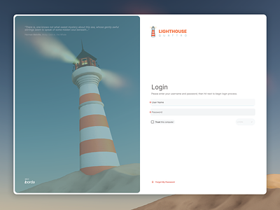 3D Lighthouse SaaS Login Page 3d minimalist prototype ui ux